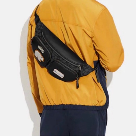 Coach Sprint Belt Bag In Signature Jacquard With Ski Patches - Picture 2 of 8